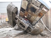 Overturned rig